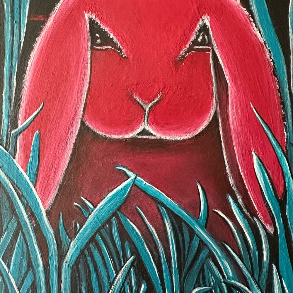 Red and Blue Rabbit Canvas Art - Picture 3 of 5
